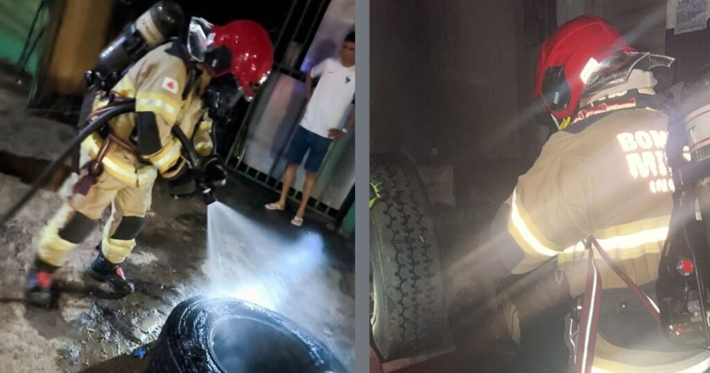 Equipes do Corpo de Bombeiros combatem incêndio em borracharia no bairro Vera Cruz, em Montes Claros, usando 1 500 litros de água, sem vítimas.