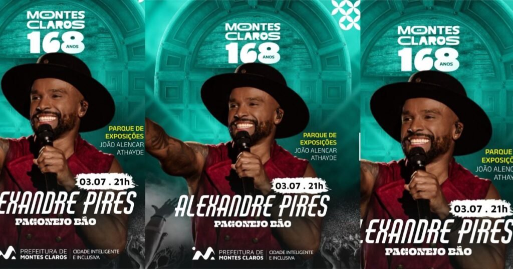 Palco montado para o aniversário de Montes Claros no Parque de Exposições, com programação cultural gratuita e shows ao vivo